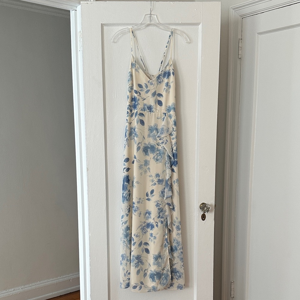 Birdy Grey Blue and Cream Floral Maxi Dress
